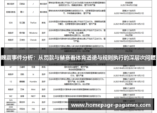 魏震事件分析：从罚款与禁赛看体育道德与规则执行的深层次问题